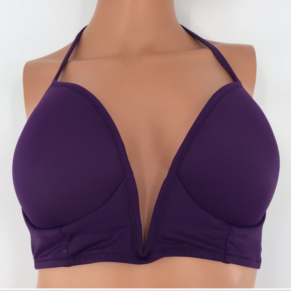 VS PINK Midline Push Up Bikini Top Purple Sz Lrg
